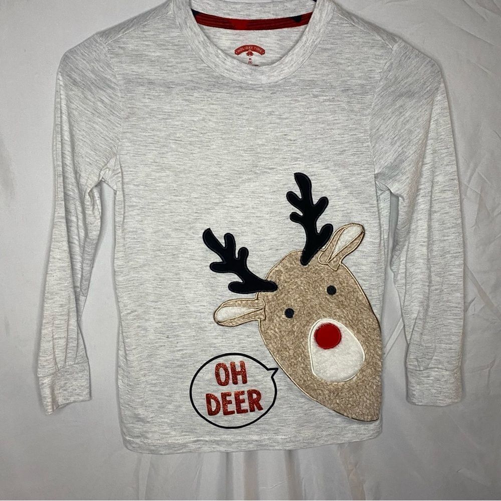 Grey Holiday Time Oh Deer Pajama Shirt Size M(8)